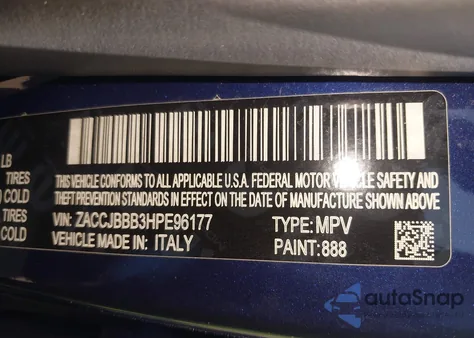 2017 Jeep Renegade Altitude 4X4 from USA, damaged, VIN ZACCJBBB3HPE96177